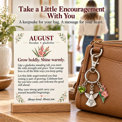 🔥Last Day Only$13.99👼 Always By Your Side: Birth Month Angel & Flower Keychain + Keepsake Card 🌸