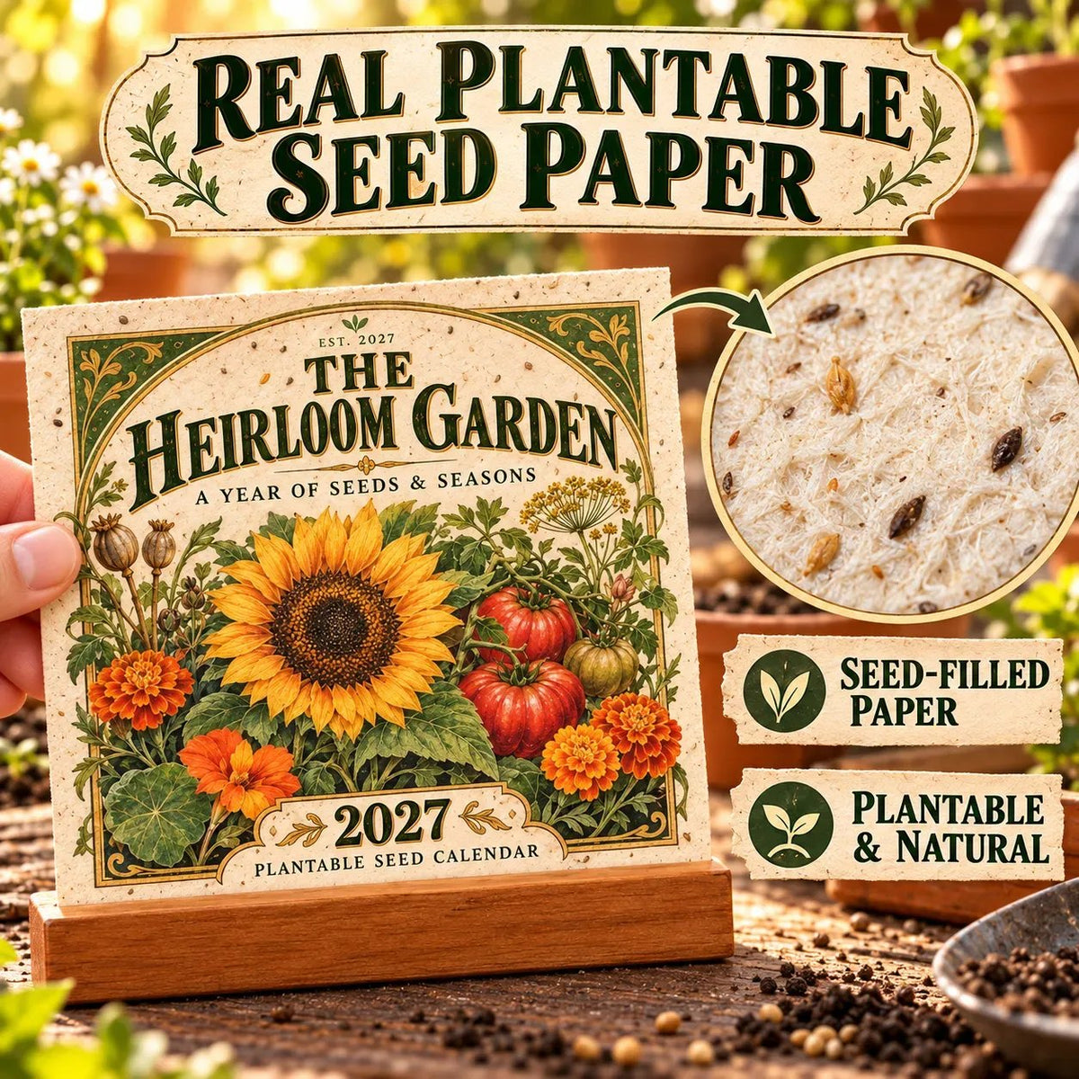 🌱 2027 Heirloom Garden Plantable Seed Calendar🌼