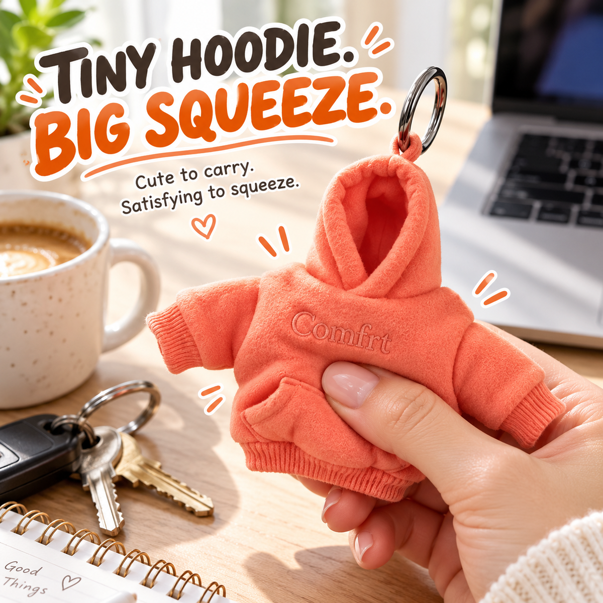 🎁Last Day 49% OFF🔥A Little Squeeze of Calm: Mini Hoodie Stress Ball Keychain 🧸🔑