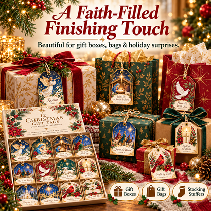 🎁12 CHRISTMAS GIFT TAGS WITH BIBLICAL BLESSINGS📖