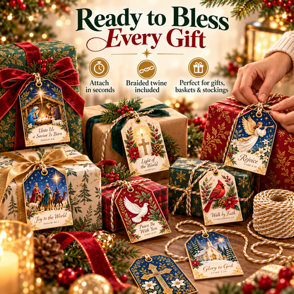 🎁12 CHRISTMAS GIFT TAGS WITH BIBLICAL BLESSINGS📖