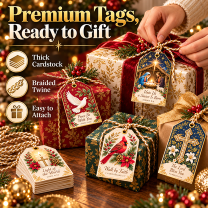 🎁12 CHRISTMAS GIFT TAGS WITH BIBLICAL BLESSINGS📖