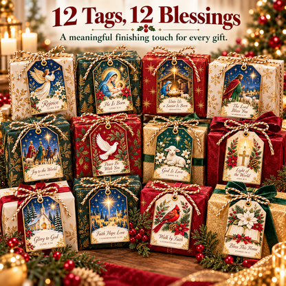🎁12 CHRISTMAS GIFT TAGS WITH BIBLICAL BLESSINGS📖