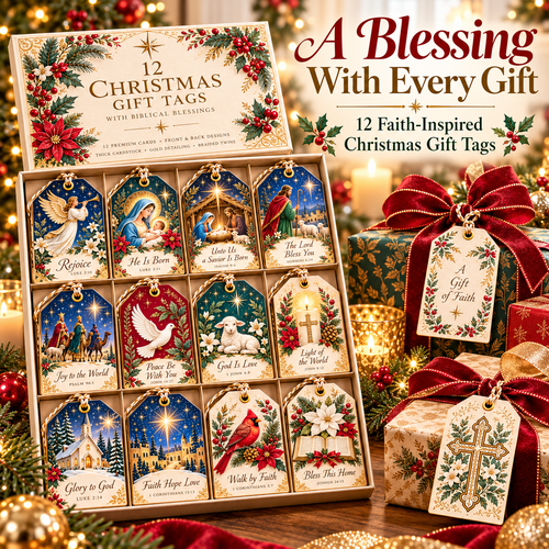 🎁12 CHRISTMAS GIFT TAGS WITH BIBLICAL BLESSINGS📖