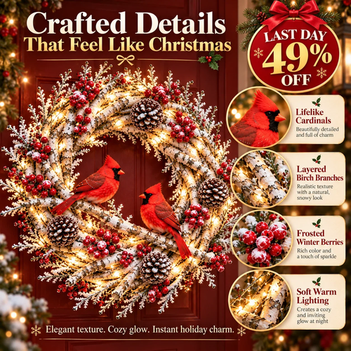 LAST DAY 70% OFF - Birch Cardinal Wreath