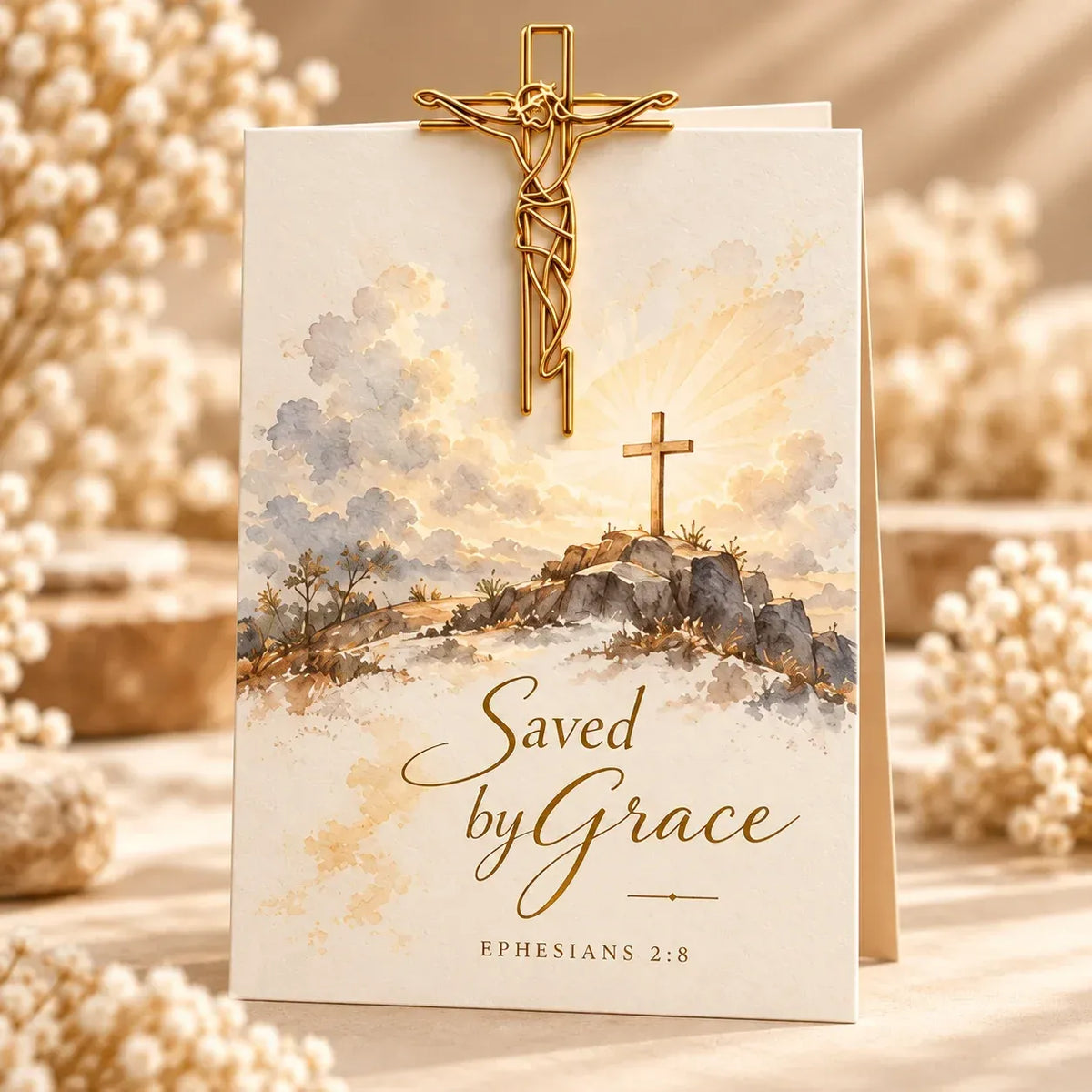 ✝️Faith-Inspired Christian Greeting Cards with Gold Scripture Paper Clips