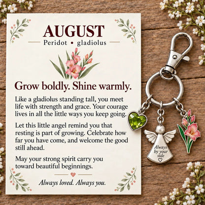 🔥Last Day Only$13.99👼 Always By Your Side: Birth Month Angel & Flower Keychain + Keepsake Card 🌸