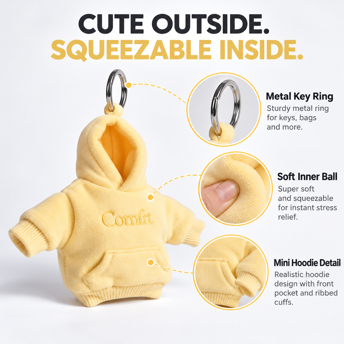 🎁Last Day 49% OFF🔥A Little Squeeze of Calm: Mini Hoodie Stress Ball Keychain 🧸🔑