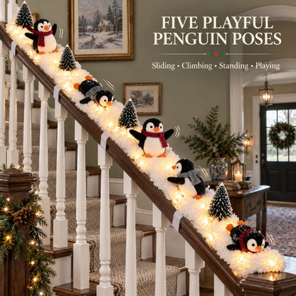 🐧 Penguin Christmas Stair Snow Decor