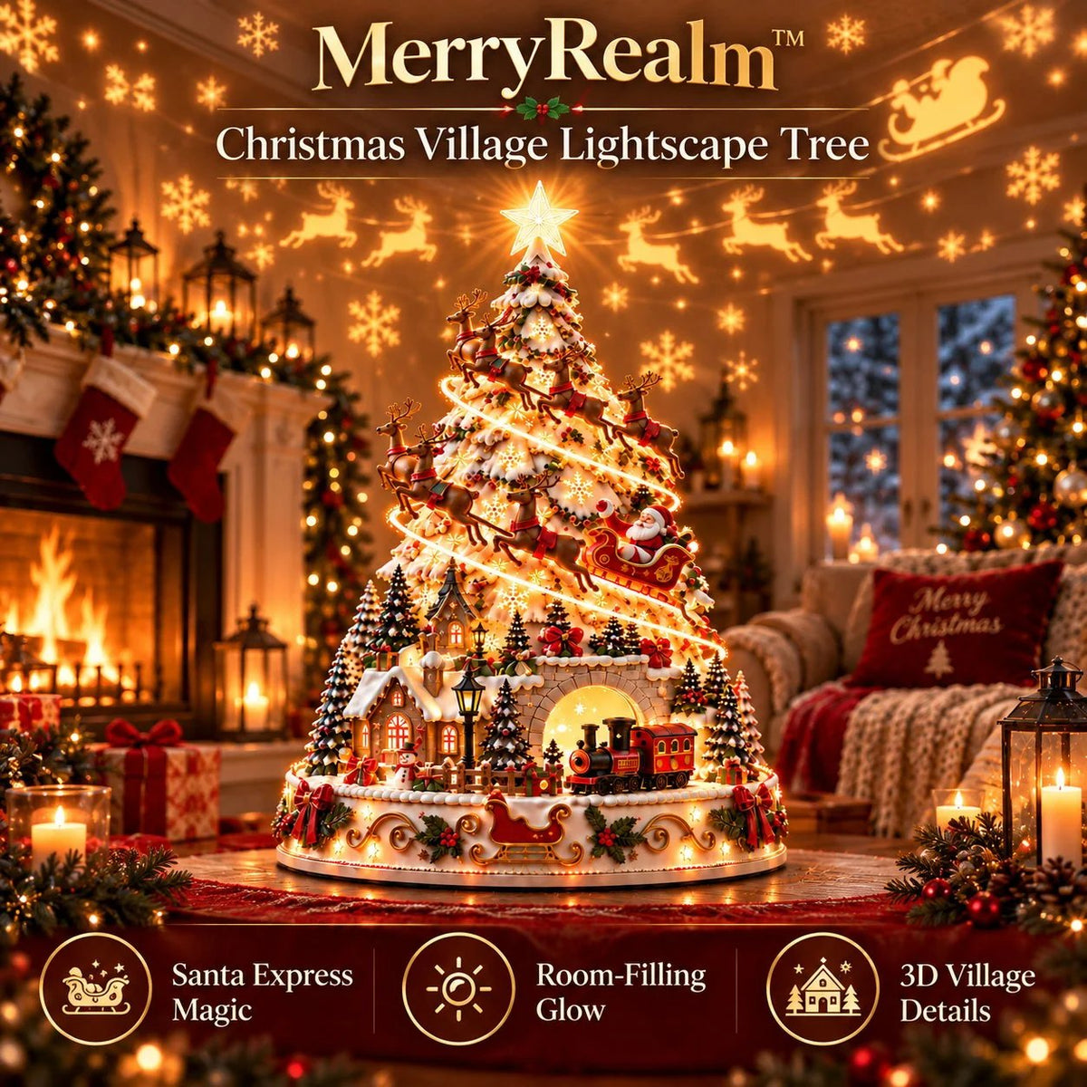 🤩70% OFF🎄Christmas Village Projection Centerpiece – BUY 2 FREE SHIPPING