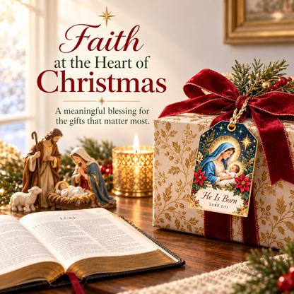 🎁12 CHRISTMAS GIFT TAGS WITH BIBLICAL BLESSINGS📖