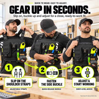 🛠️ Hands-Free Multi-Pocket Chest Tool Organizer – Keep Every Essential Within Reach
