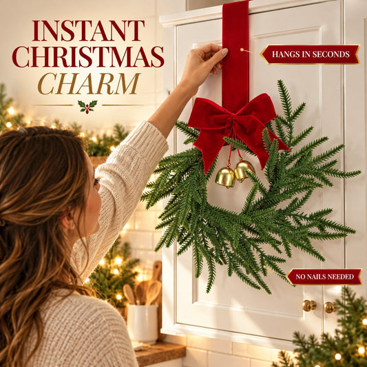 Norfolk Pine Bell Wreath – Instant Christmas Charm for Cabinets, Doors & Chairs