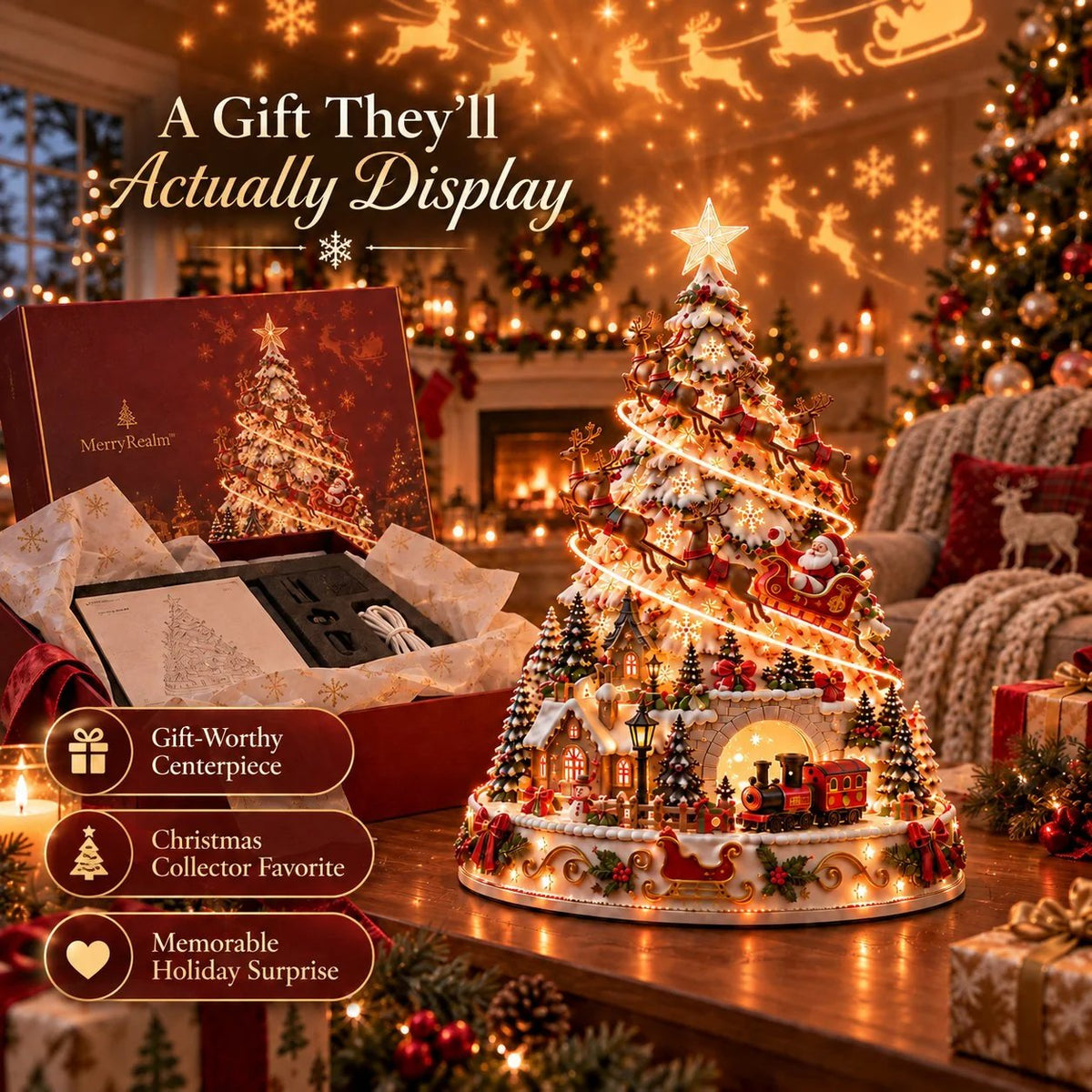 🤩70% OFF🎄Christmas Village Projection Centerpiece – BUY 2 FREE SHIPPING