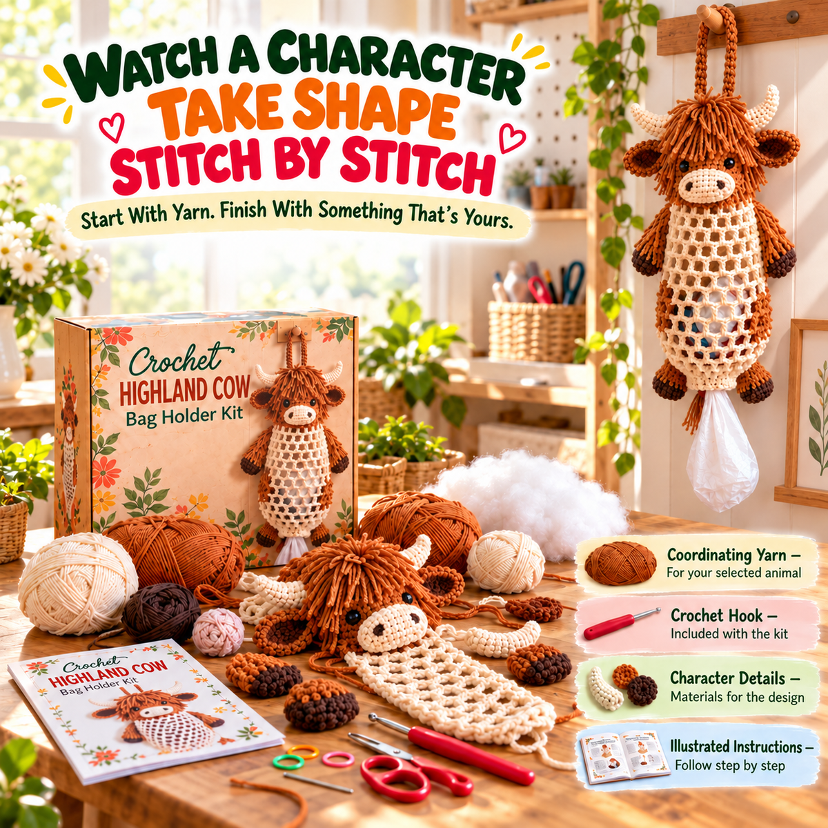 Crochet Animal Bag Holder DIY Kit – BUY 2 FREE SHIPPING