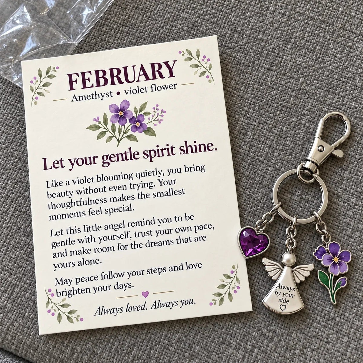 🔥Last Day Only$13.99👼 Always By Your Side: Birth Month Angel & Flower Keychain + Keepsake Card 🌸