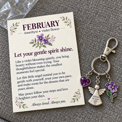 🔥Last Day Only$13.99👼 Always By Your Side: Birth Month Angel & Flower Keychain + Keepsake Card 🌸