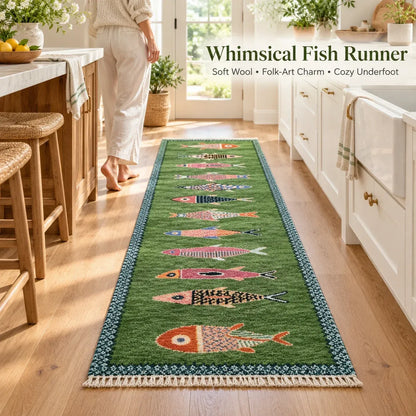 Artisanal Koi Fish Wool Runner Rug 🎏(📦Buy 2 Free Shipping)