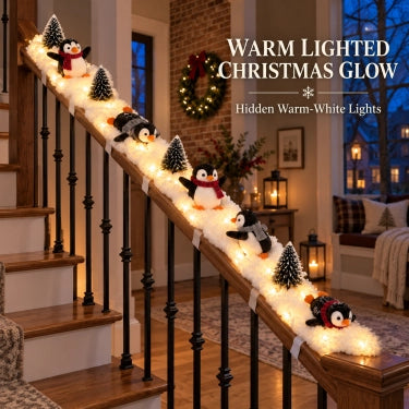 🐧 Penguin Christmas Stair Snow Decor