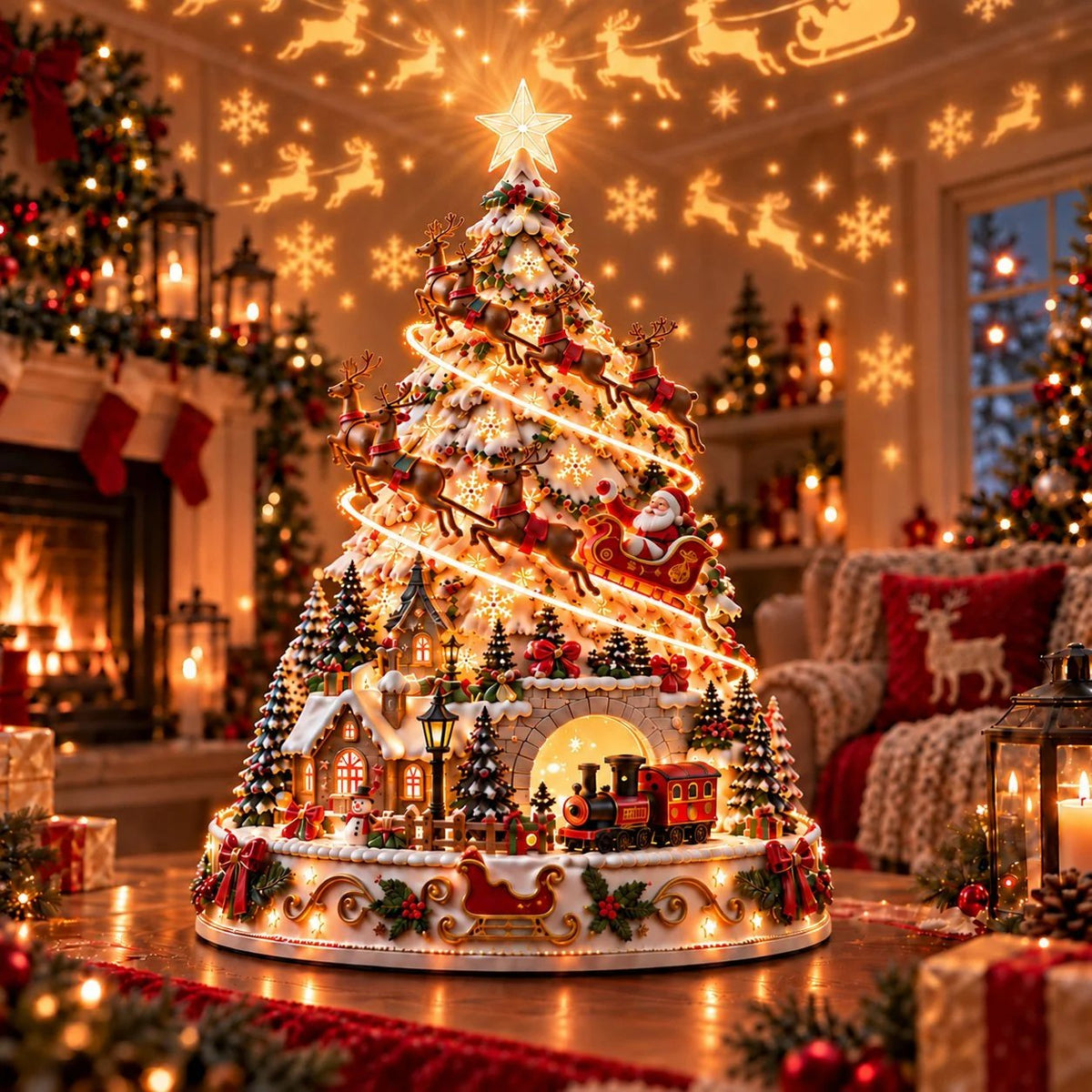 🤩70% OFF🎄Christmas Village Projection Centerpiece – BUY 2 FREE SHIPPING