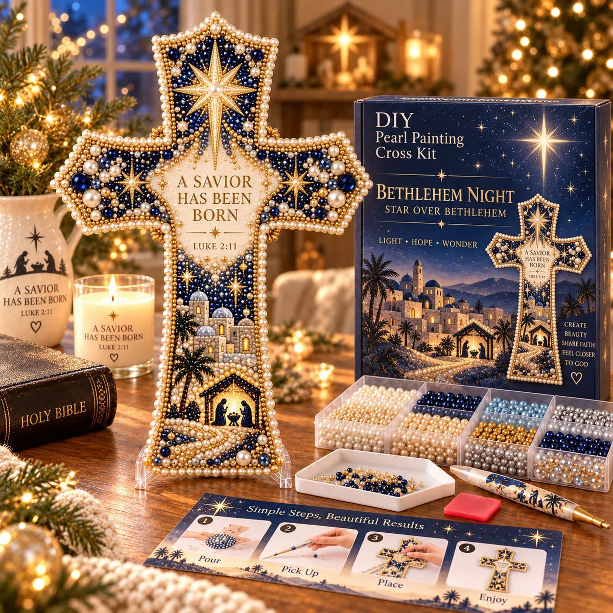✝️ Christmas Scripture Pearl Painting Cross DIY Kit Collection