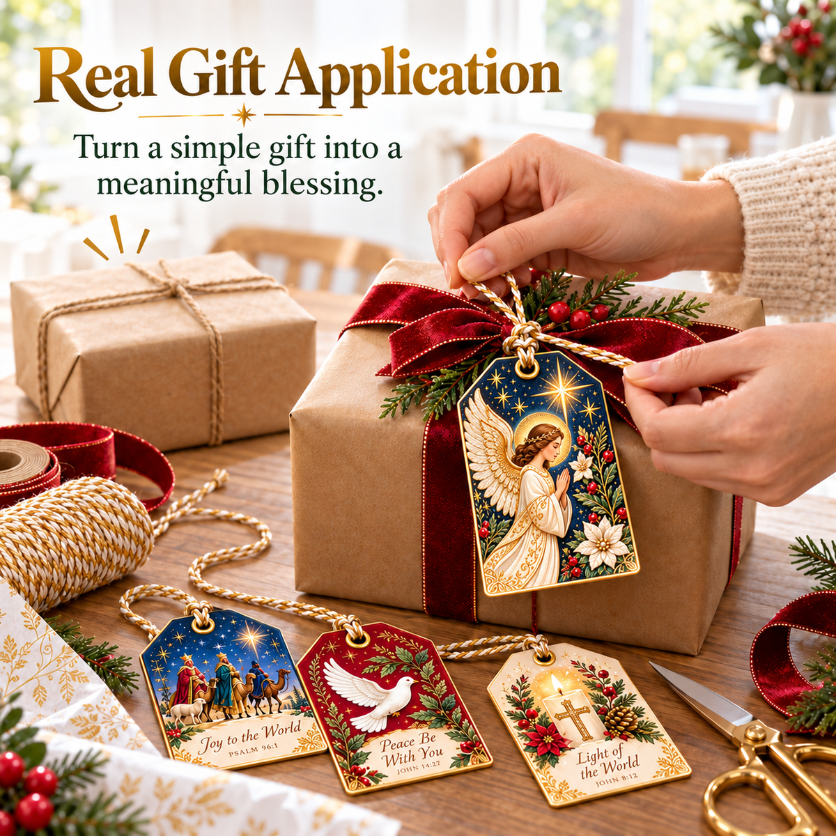🎁12 CHRISTMAS GIFT TAGS WITH BIBLICAL BLESSINGS📖