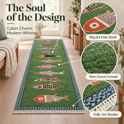 Artisanal Koi Fish Wool Runner Rug 🎏(📦Buy 2 Free Shipping)