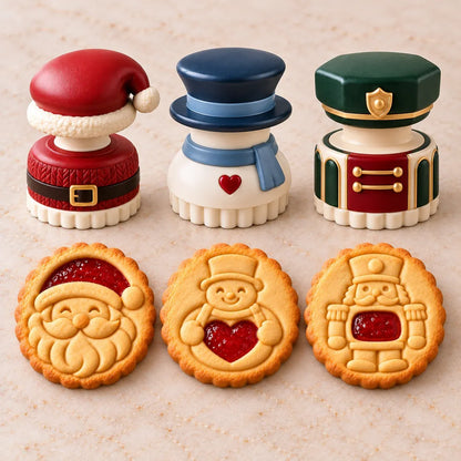 Christmas Jam Cookie Press – Festive Character Handles & Embossed Designs