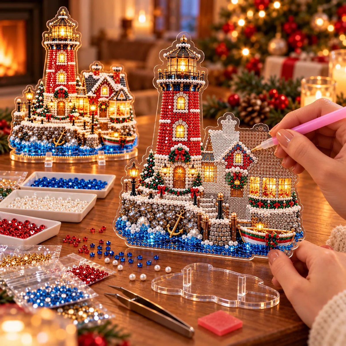 🎄 LAST DAY 49% OFF – Premium 2D Pearl Christmas Lighthouse Diamond Painting Art Kit