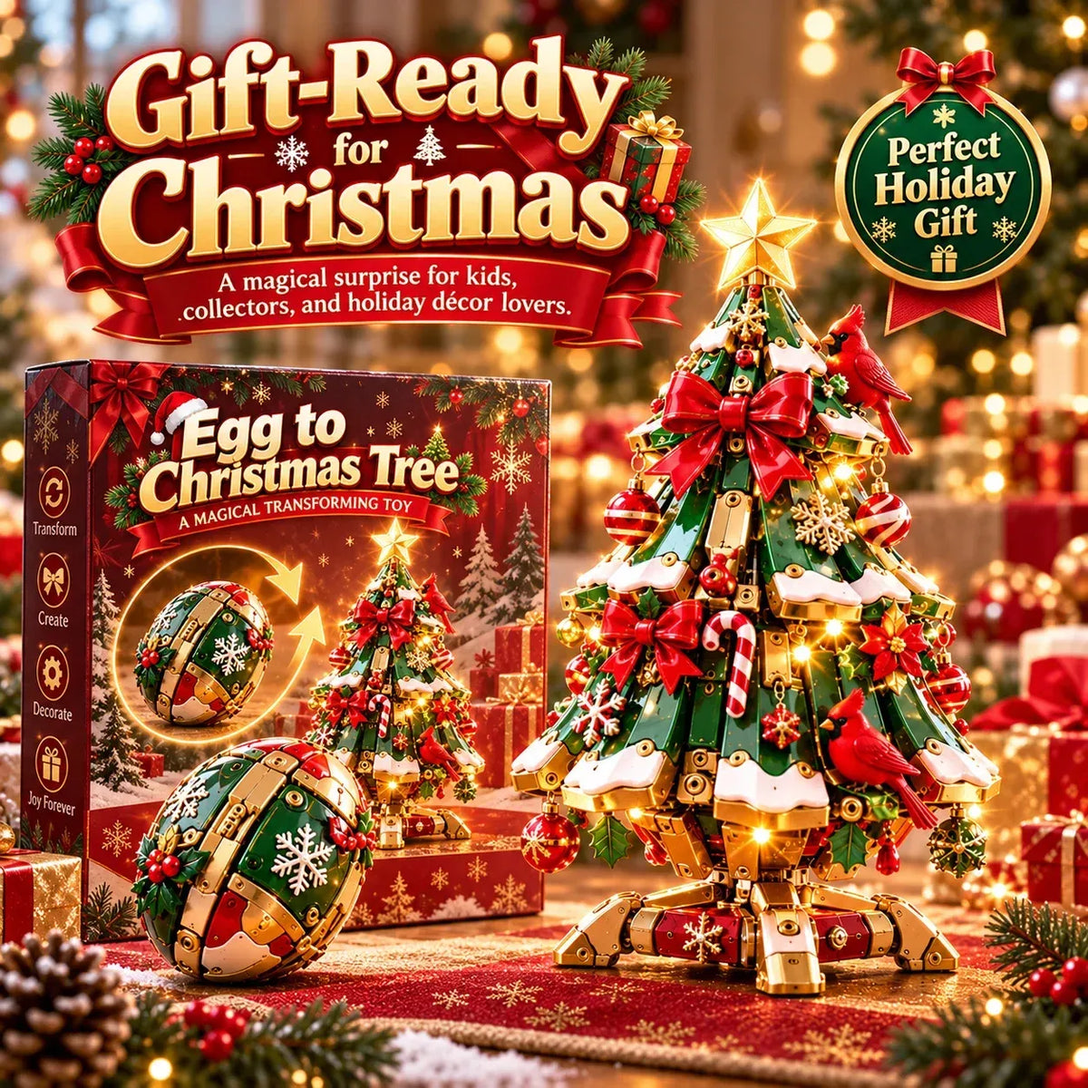 🔥 LAST DAY 49% OFF 🔥 Egg-to-Christmas Tree Magical Transforming Toy