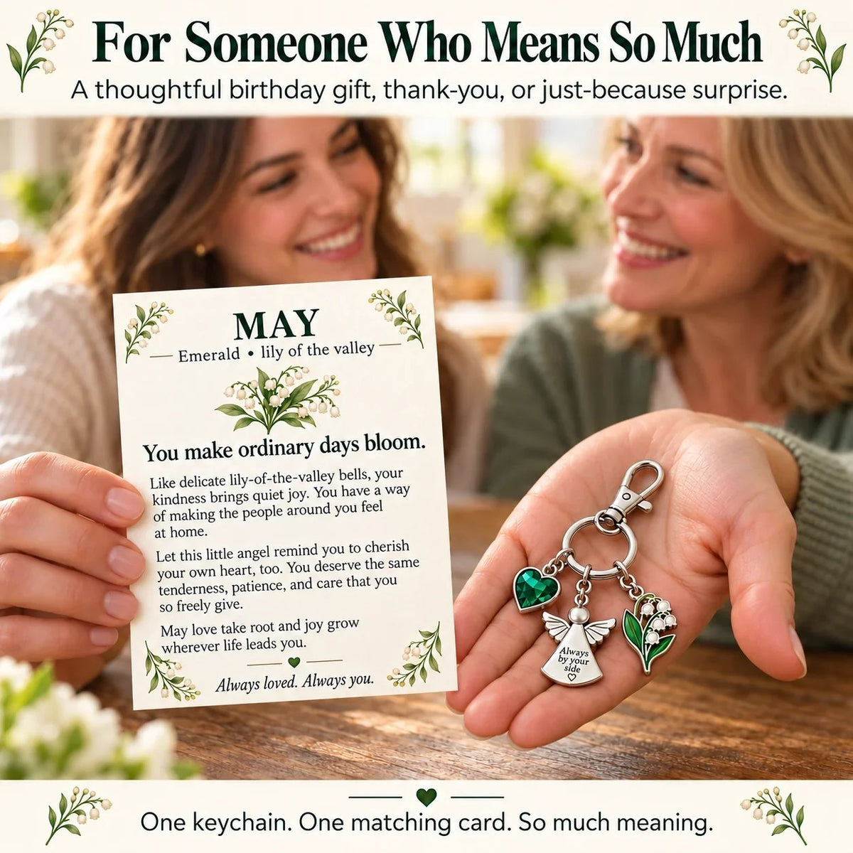 🔥Last Day Only$13.99👼 Always By Your Side: Birth Month Angel & Flower Keychain + Keepsake Card 🌸