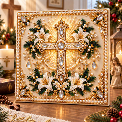 ⏳ Last Day 75% OFF – ✝️ Beginner-Friendly Christian Pearl Bead Art Kit | Pre-Printed Design with Built-In Wooden Frame & Complete Tools 💕