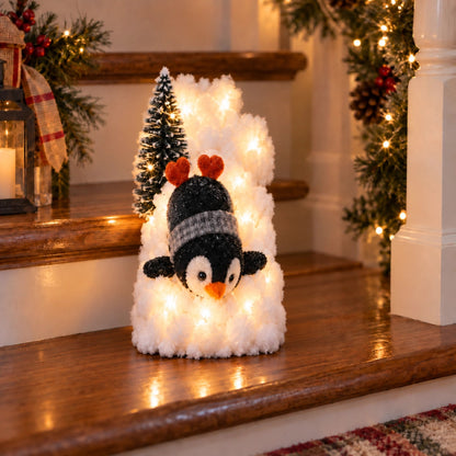 🐧 Penguin Christmas Stair Snow Decor