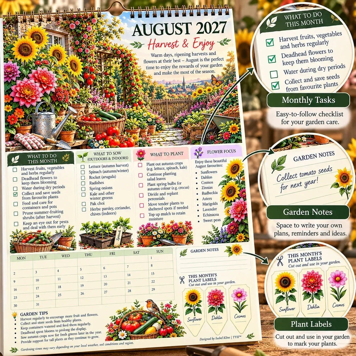 🌿2027 Four Seasons Gardening Calendar & Monthly Planner