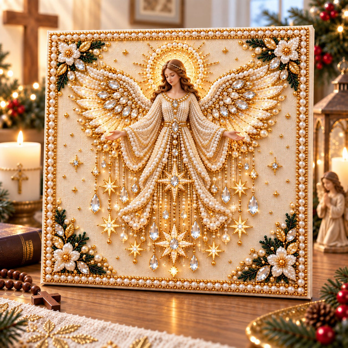 ⏳ Last Day 75% OFF – ✝️ Beginner-Friendly Christian Pearl Bead Art Kit | Pre-Printed Design with Built-In Wooden Frame & Complete Tools 💕