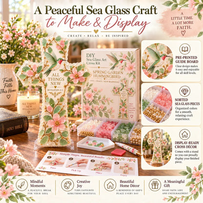 🎄 ✨ Last Day 49% OFF ✝️Scripture Sea Glass Cross DIY Kit Collection