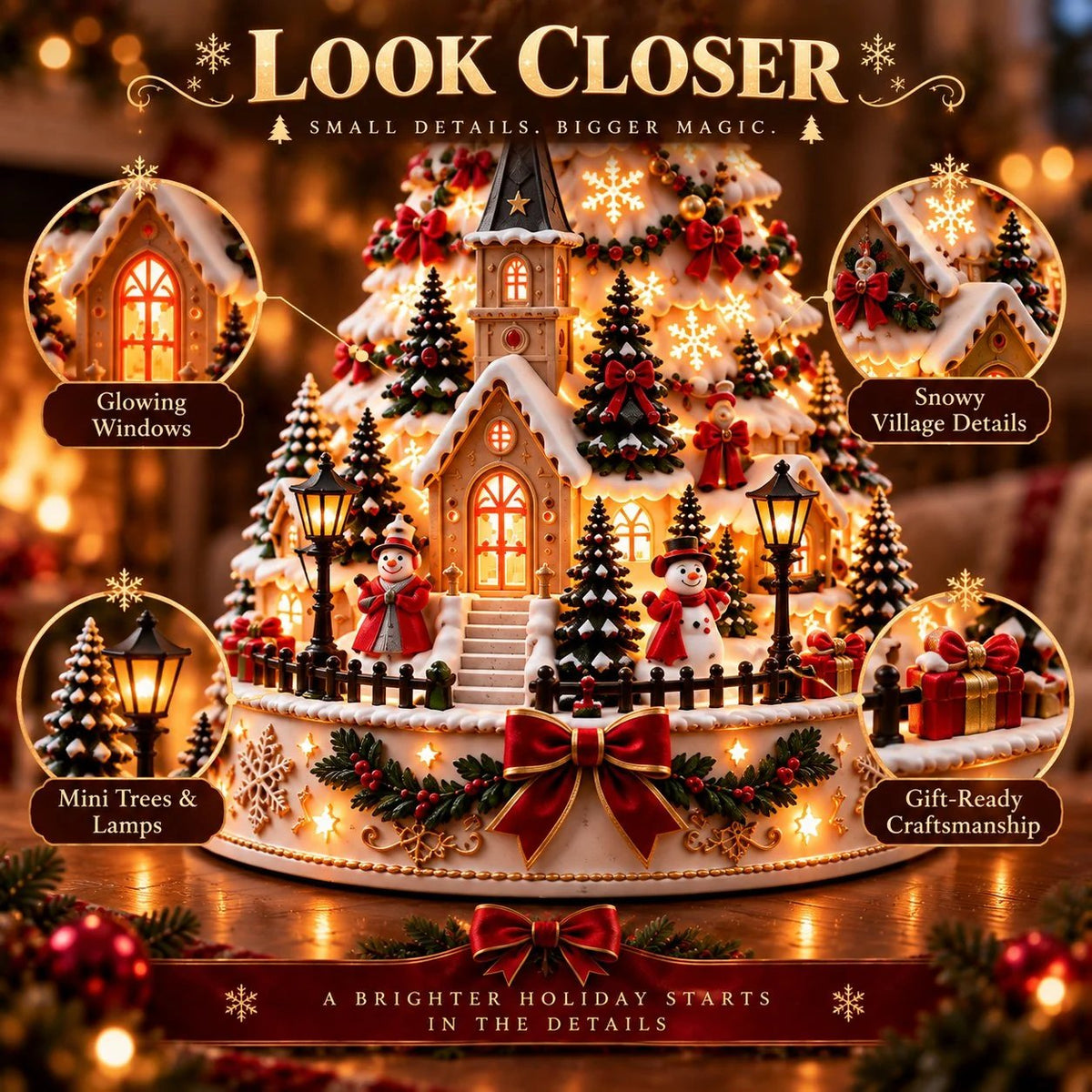 🤩70% OFF🎄Christmas Village Projection Centerpiece – BUY 2 FREE SHIPPING