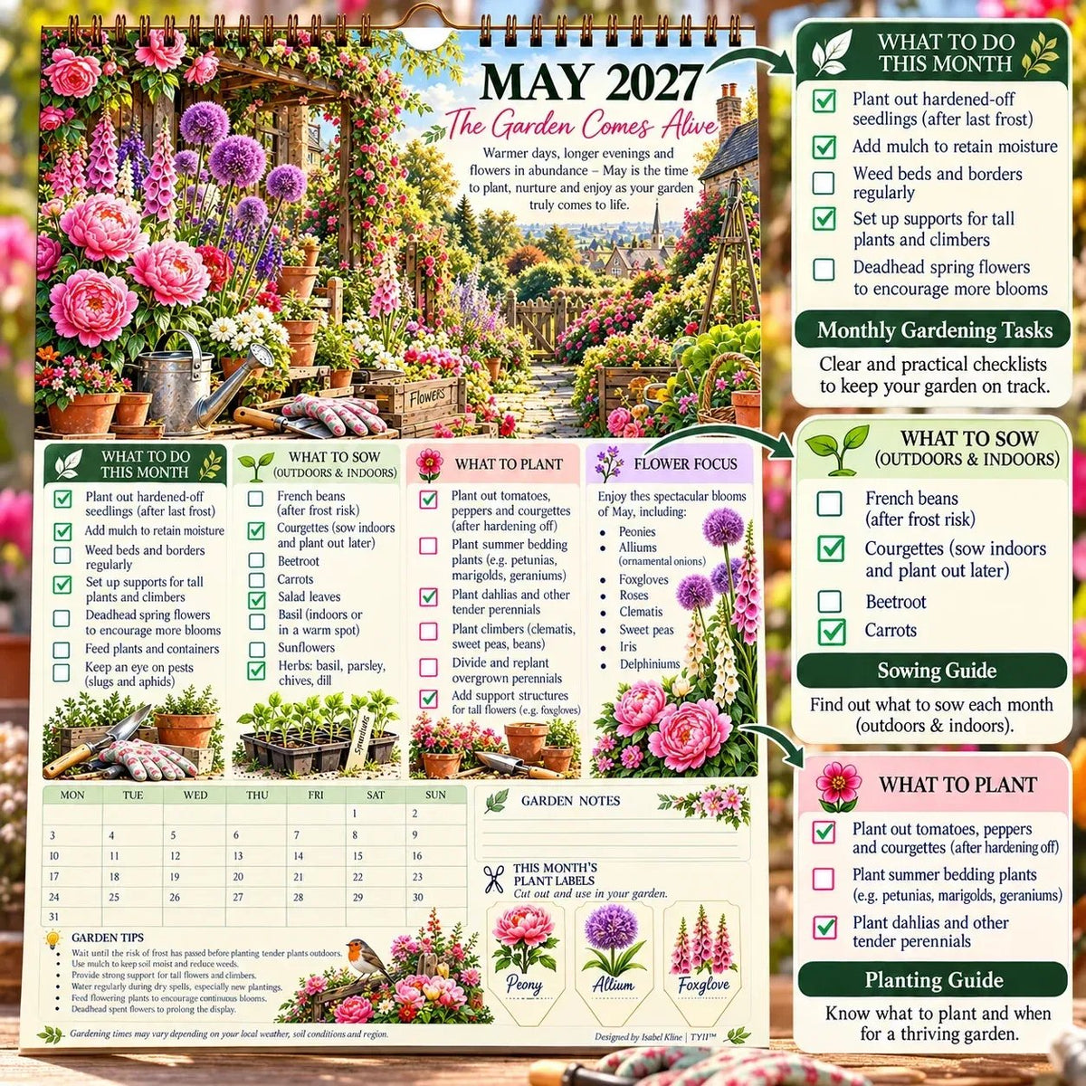 🌿2027 Four Seasons Gardening Calendar & Monthly Planner