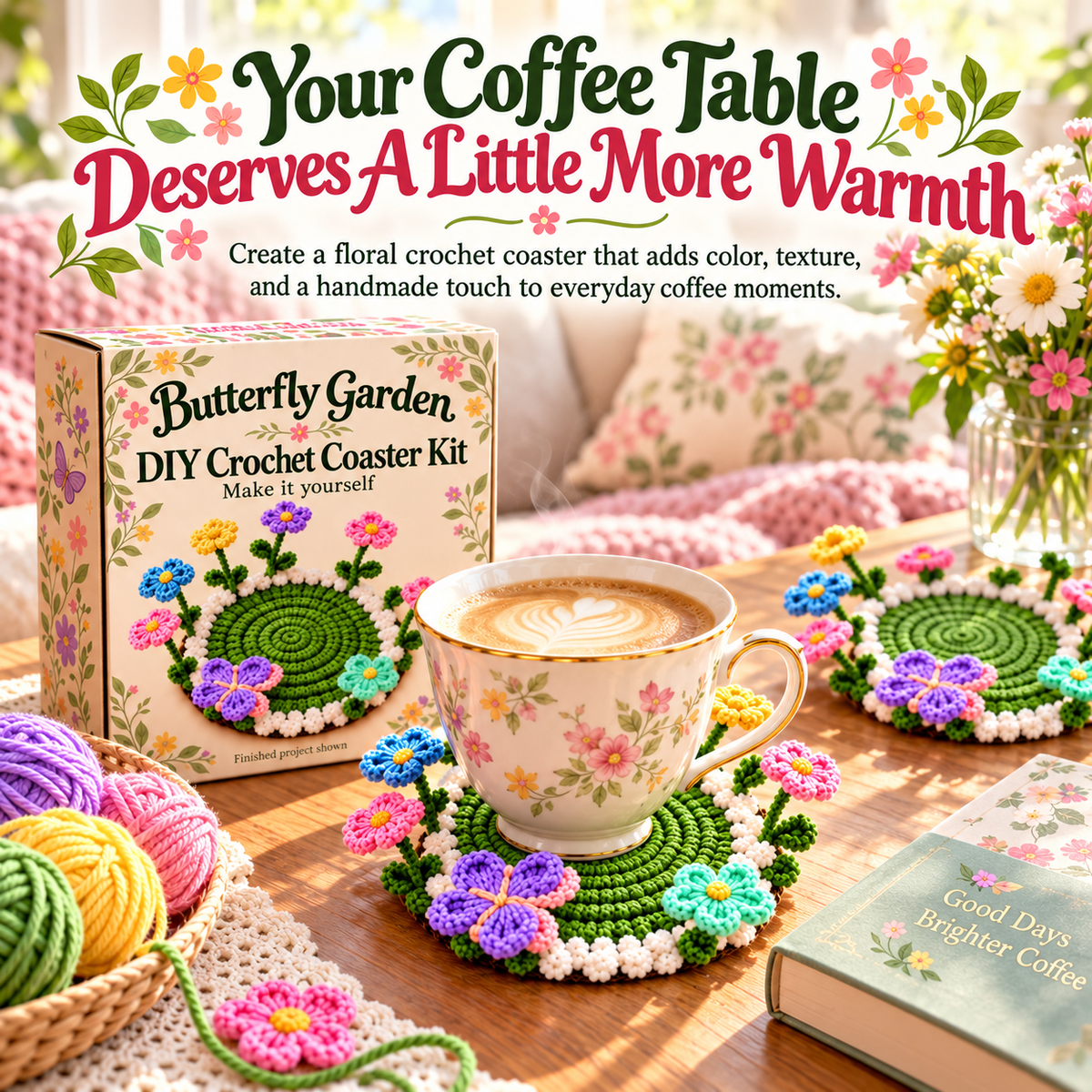 Handmade Crochet Floral Coaster | Everlasting Table Art 🌸