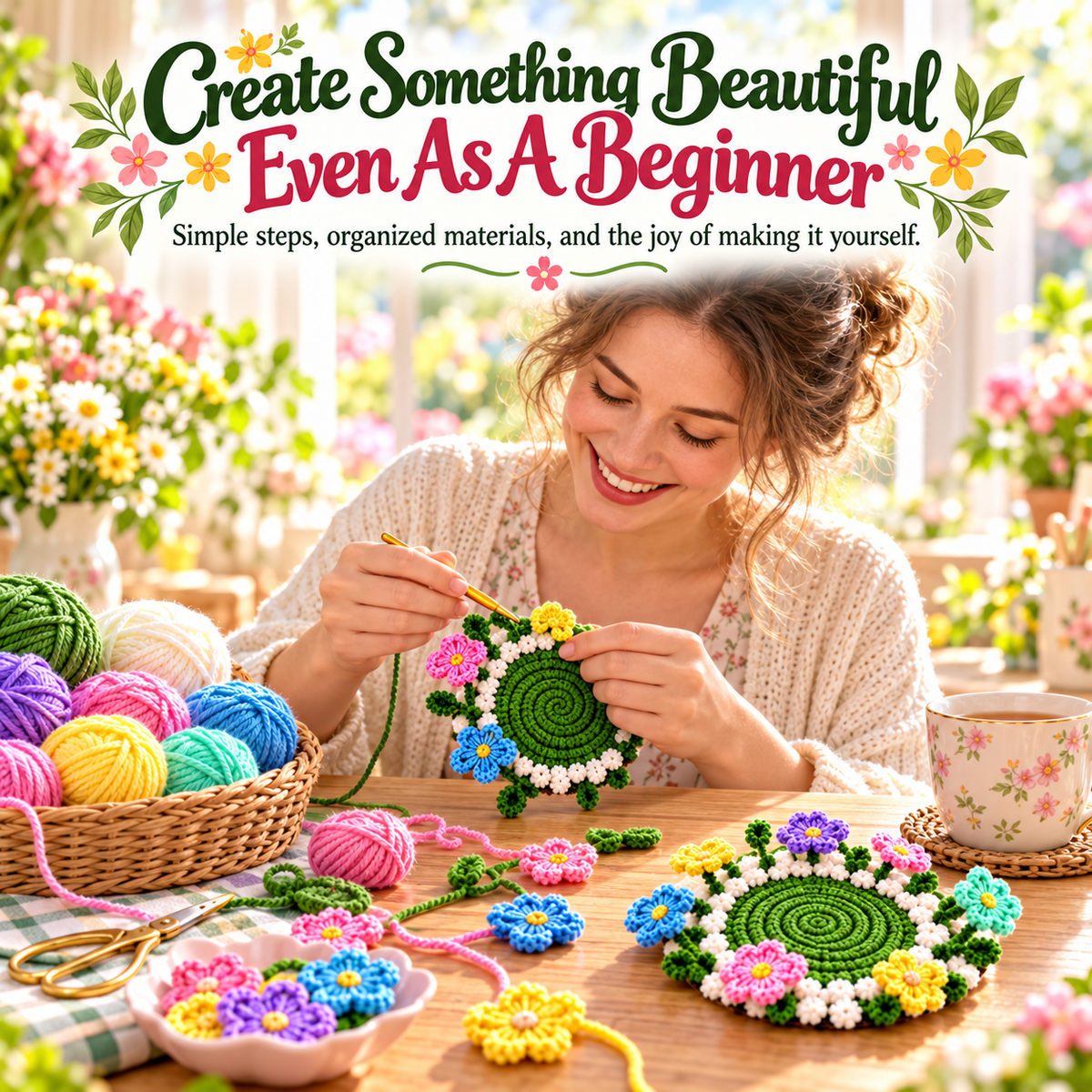 Handmade Crochet Floral Coaster | Everlasting Table Art 🌸