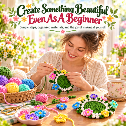Handmade Crochet Floral Coaster | Everlasting Table Art 🌸