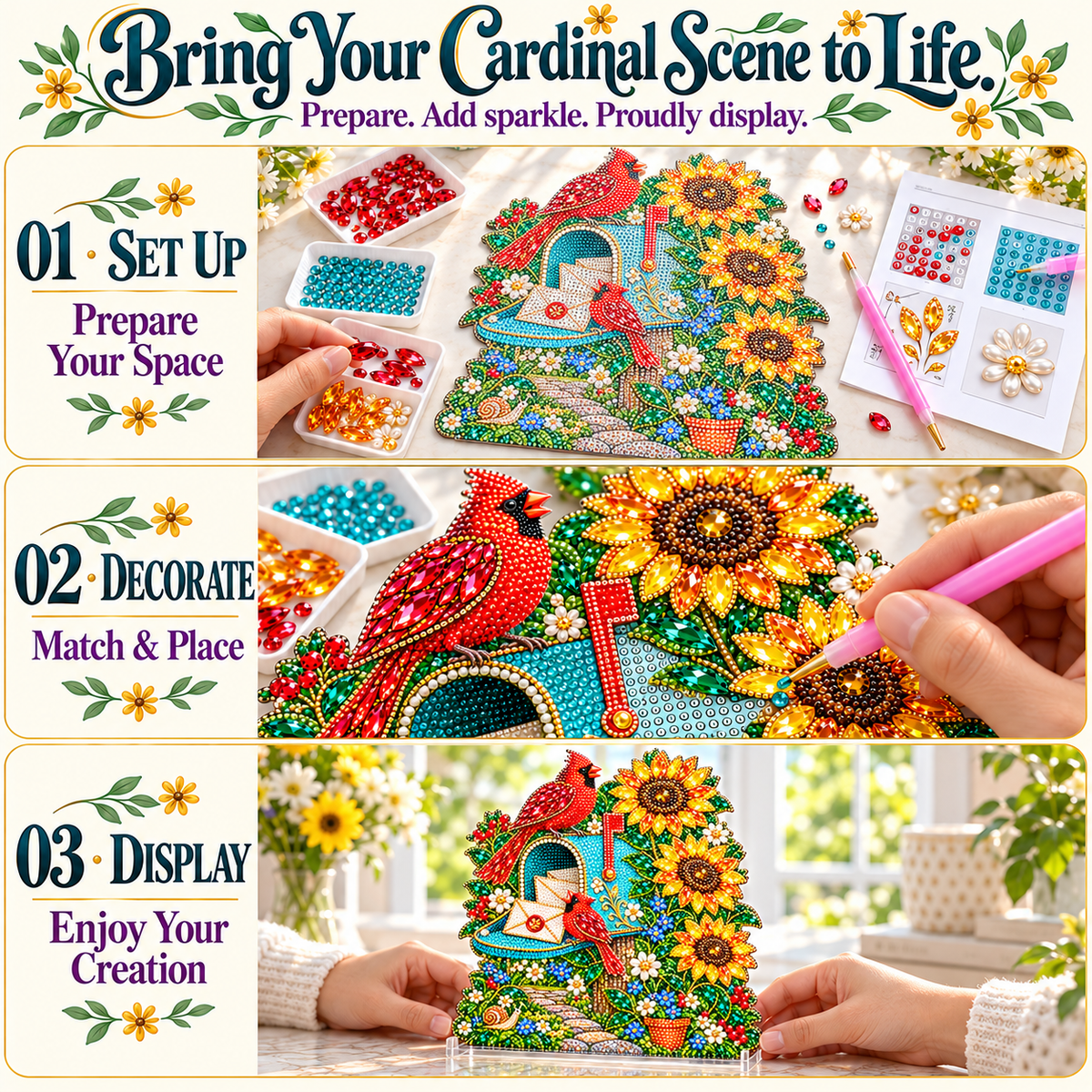 🐦Cardinal Garden Diamond Art Kits