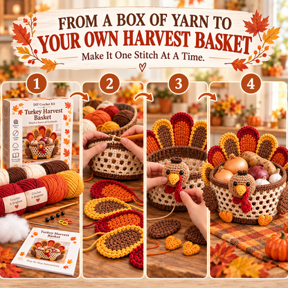 🍂🧶 Harvest Basket Crochet DIY Kit – Charming Vegetable Storage & Fall Décor