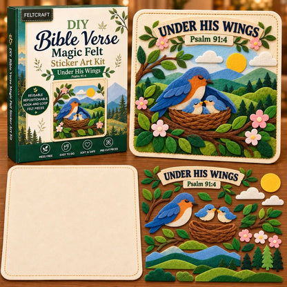 🌿✝️ Bible Verse Magic Felt Sticker Art DIY Kit – 6 Faith-Inspired Designs