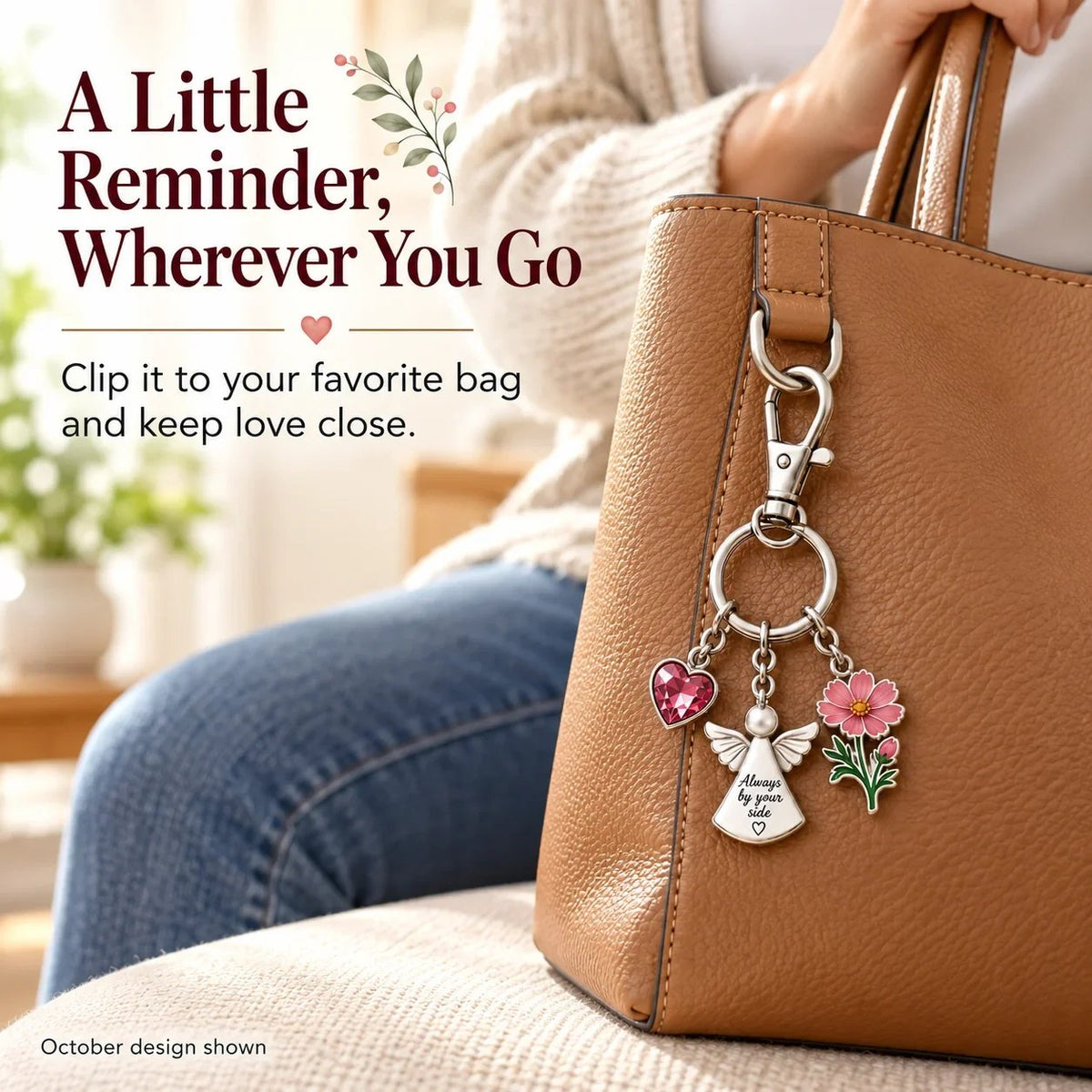 🔥Last Day Only$13.99👼 Always By Your Side: Birth Month Angel & Flower Keychain + Keepsake Card 🌸
