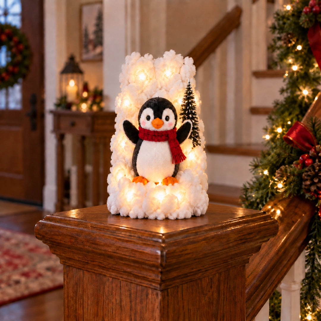 🐧 Penguin Christmas Stair Snow Decor