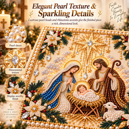 ⏳ Last Day 75% OFF – ✝️ Beginner-Friendly Christian Pearl Bead Art Kit | Pre-Printed Design with Built-In Wooden Frame & Complete Tools 💕