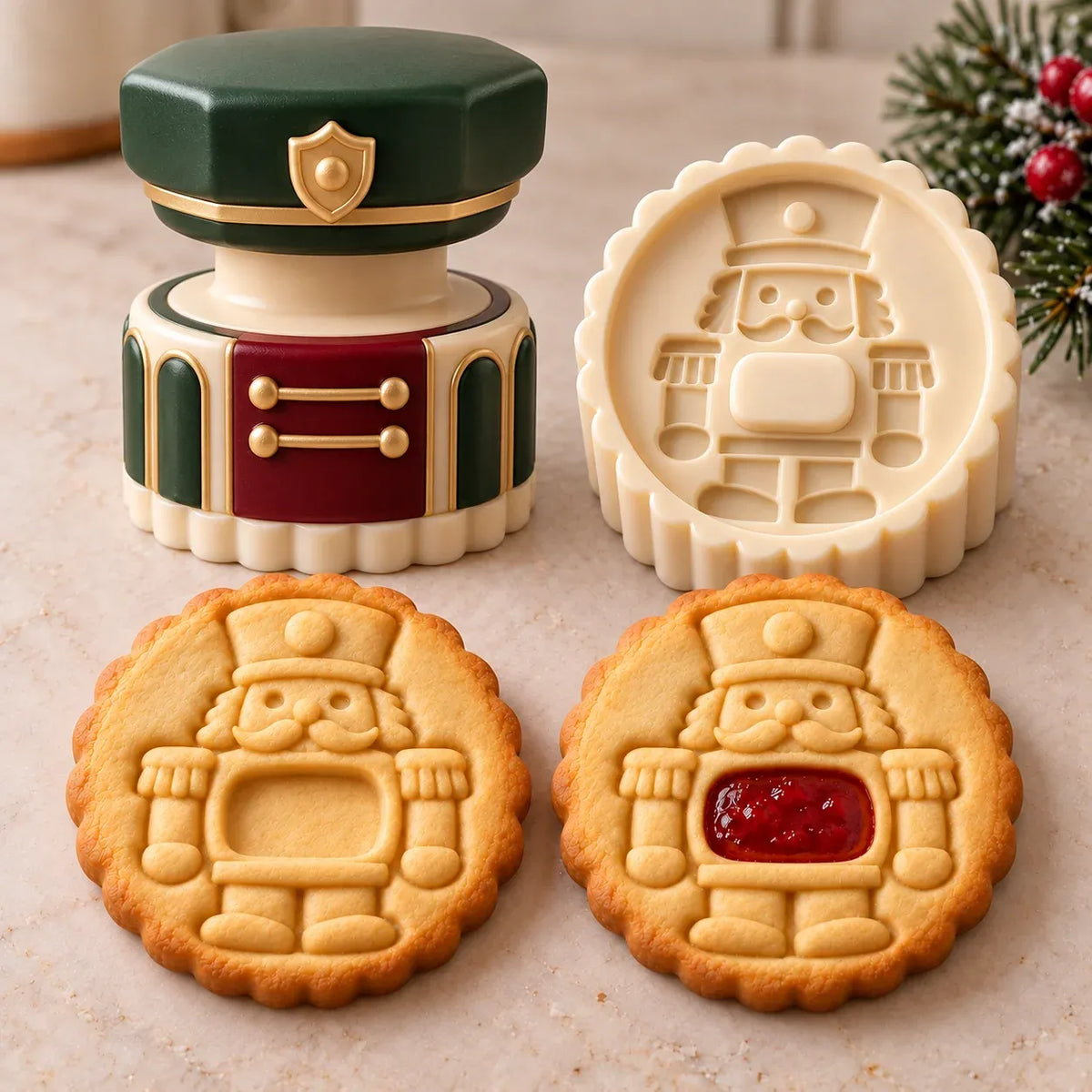 Christmas Jam Cookie Press – Festive Character Handles & Embossed Designs