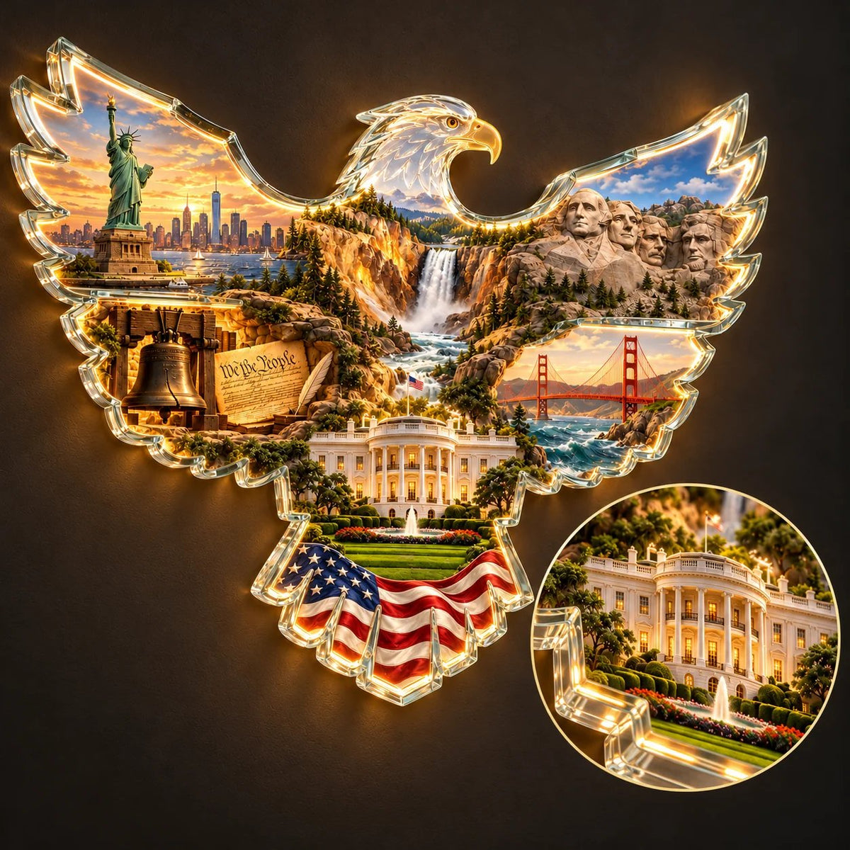 🦅American Heritage Lighted Eagle Wall Art ✨