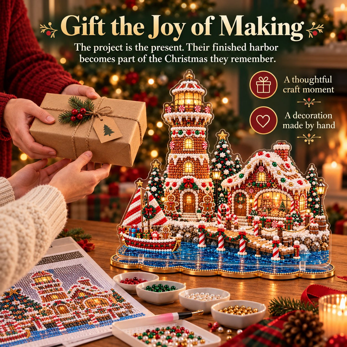 🎄 LAST DAY 49% OFF – Premium 2D Pearl Christmas Lighthouse Diamond Painting Art Kit